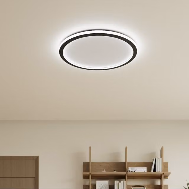 Livingandhome Modern LED Circular Ceiling Light in White and Black with Remote Control and Dimming Function