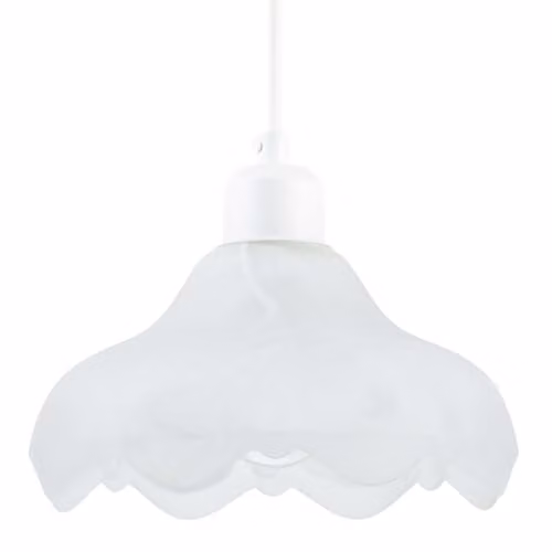 Happy Homewares Sculptural Frosted Alabaster Glass Ripple Pendant Ceiling Light Shade in White, W: 22 cm, H: 11 cm