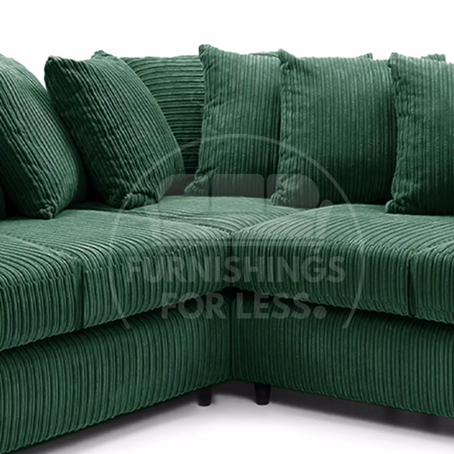 Furnishings For Less UK Ferguson 5 Seater L-Shaped Corner Sofa in Green Jumbo Cord Fabric with Scatter Cushions – 2