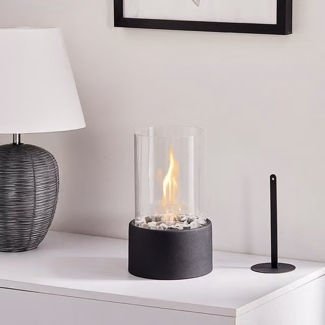 Lifeideas Cylindrical Tabletop Ethanol Fireplace - Black
