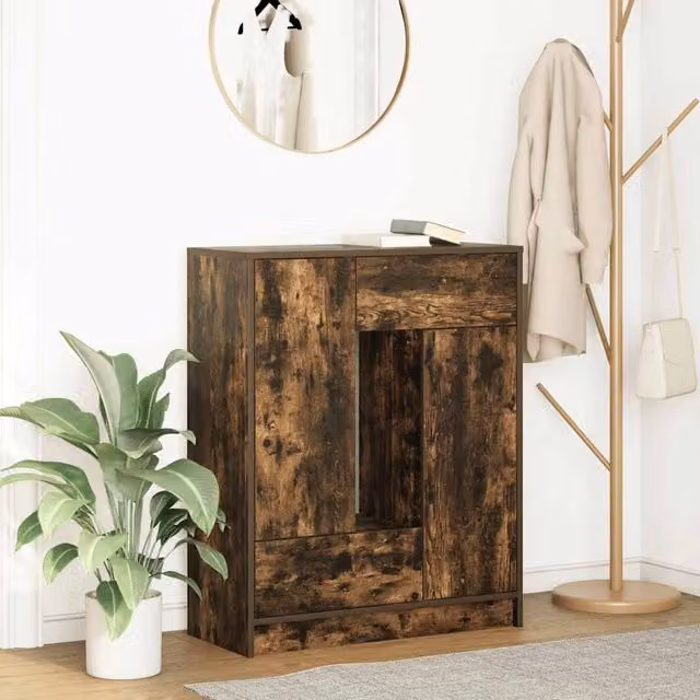 Berkfield Home Smoked Oak Sideboard with Drawers and Doors in Brown, W/D/H: 73 x 31 x 90 cm – 1