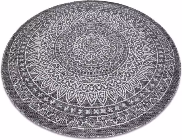 RugsX Loft Round Boho Rug in Grey, Diameter: 160 cm