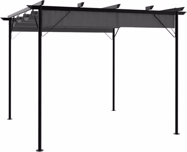 Berkfield Home Anthracite Pergola with Retractable Polyester Roof and Steel Frame, W/D/H: 300 x 300 x 225 cm