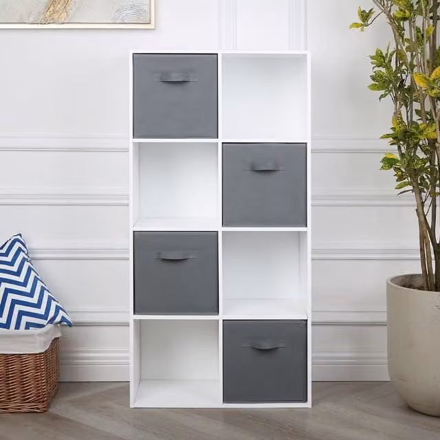 Home Garden Direct Jane 2x4 Cube Storage Unit with Baskets in White – 1