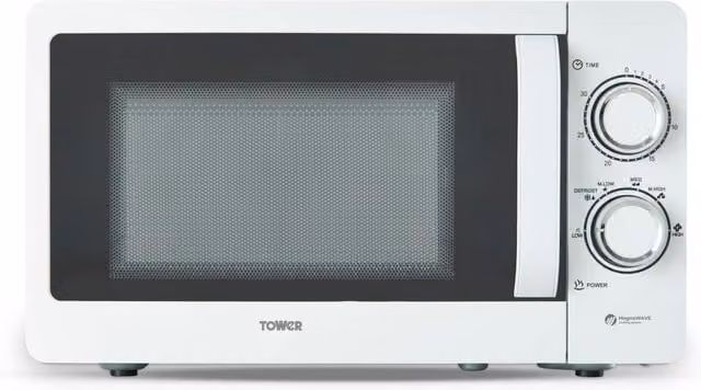 Tower 20L 800W Solo Manual Countertop Microwave in White