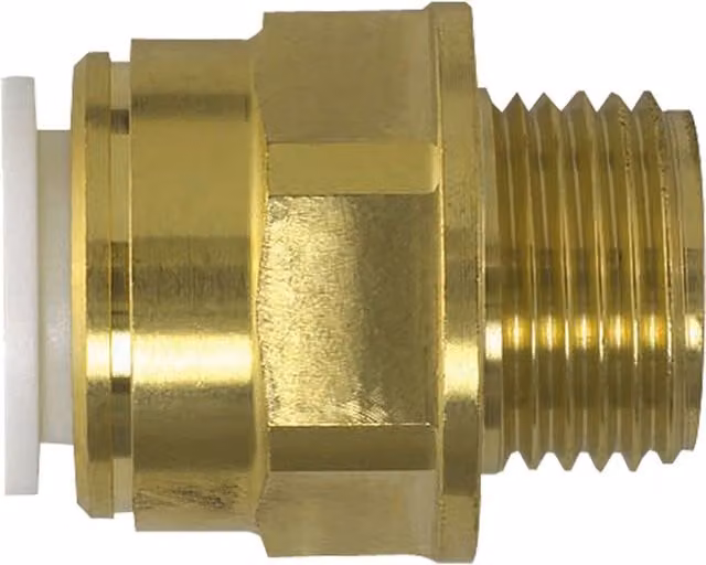 John Guest Brass Male Coupler for 15mm Metric Pipe and 1/2 inch Connection, Gold, Pack of 2