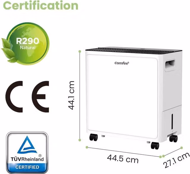 Livingandhome 30L Day Dehumidifier with 3.4L Tank and Continuous Drain, White
