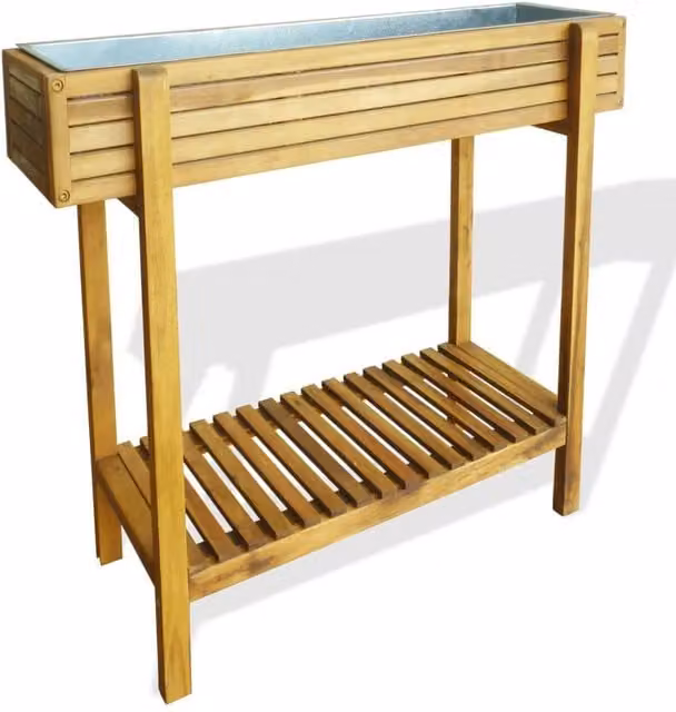 Berkfield Home Raised Garden Bed in Brown Solid Acacia Wood and Zinc