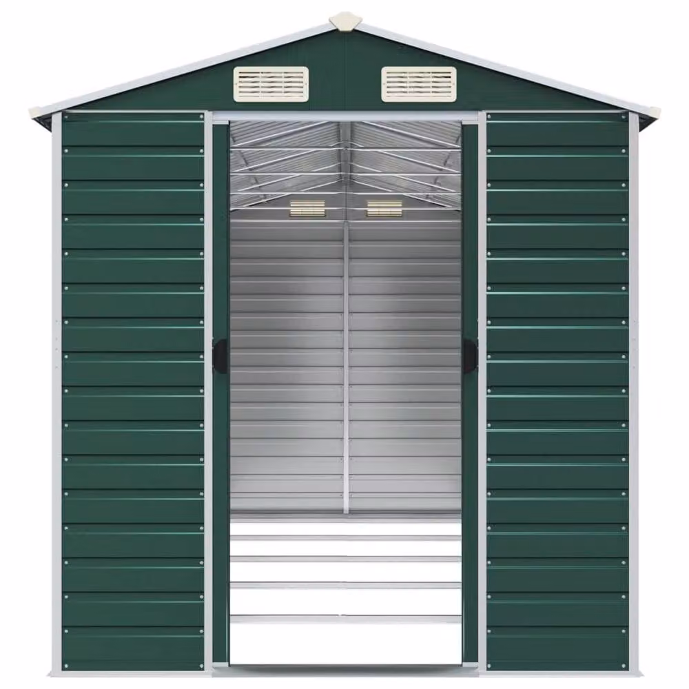 Berkfield Home Green Galvanised Steel Garden Pent Shed W/D/H: 191 x 470 x 198 cm – 4