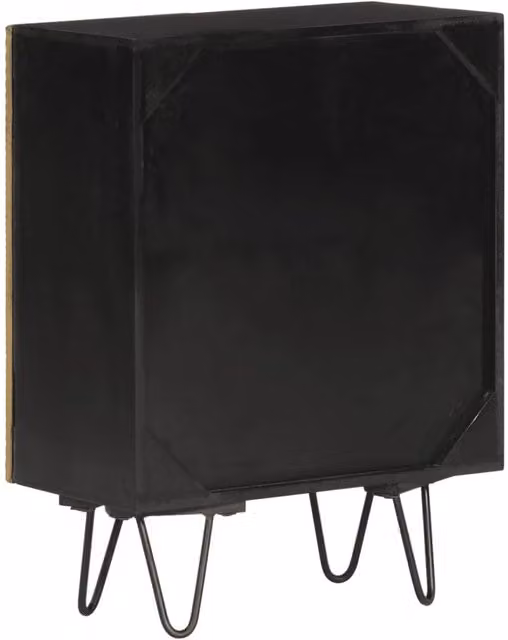 Berkfield Home Solid Mango Wood Sideboard in Gold and Black, W/D/H: 55 x 30 x 75 cm