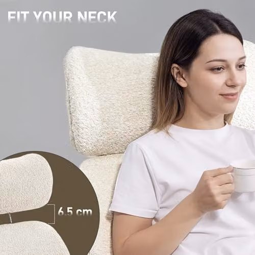 HOMCOM Ergonomic High Back Office Chair with Adjustable Headrest in Grey Bouclé Fabric – 3