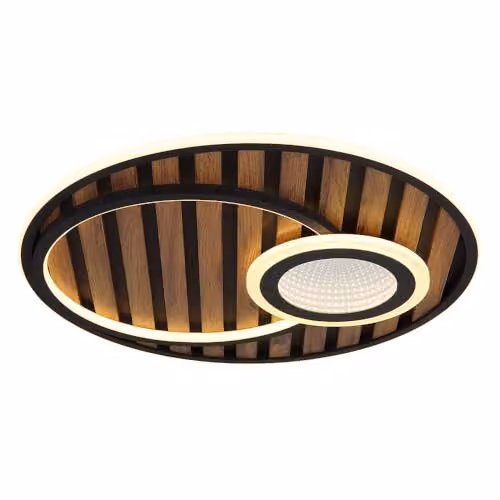Globo Lighting Woody LED Ceiling Light, Black and Wood, Diameter: 50 cm – 2