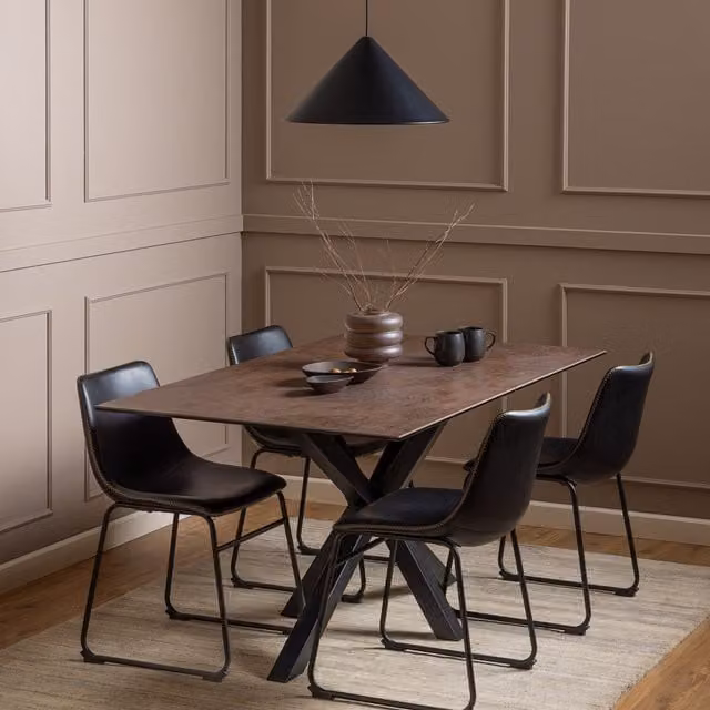 Furniture To Go Heaven Modern Rectangular Ceramic Dining Table in Brown and Black, W: 160 cm