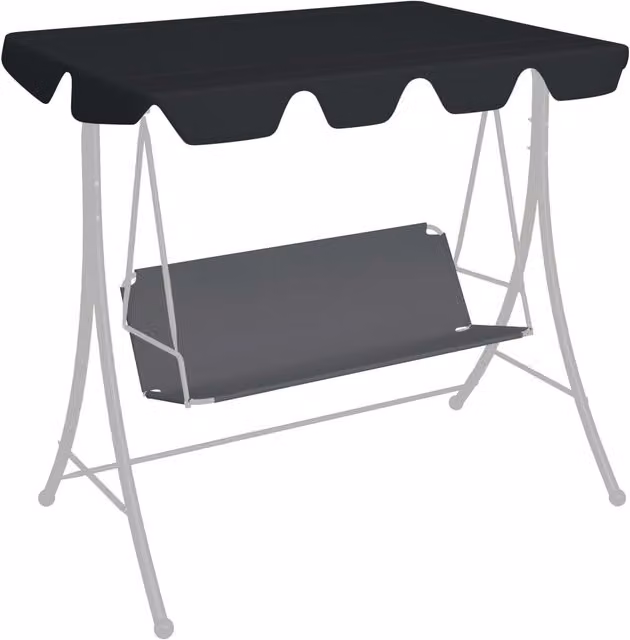 Berkfield Home Replacement PVC-Coated Garden Swing Canopy in Black W: 188 cm, D: 145 cm, H: 110 cm