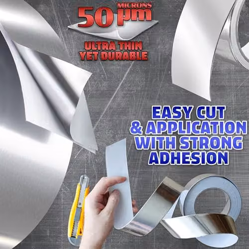 Deco Express Silver Aluminium Foil Insulation Tape, 4 Pack, W: 4.5 cm, L: 10 m – 3