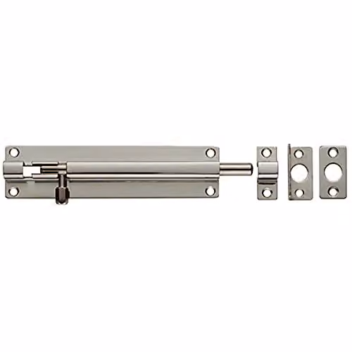 Loops Straight Barrel Surface Mounted Door Bolt Lock in Silver Stainless Steel