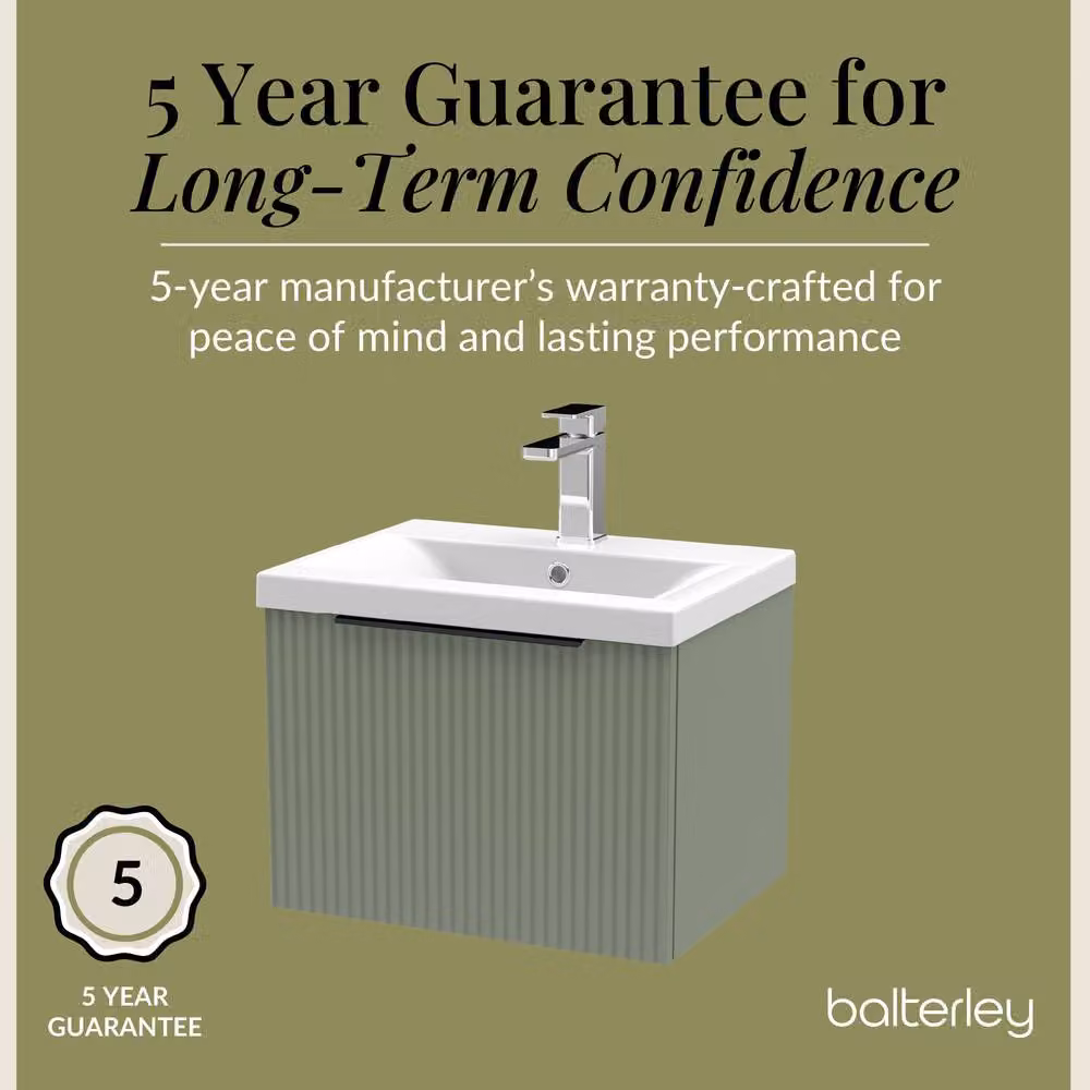 Balterley Front Wall Hung Single Drawer Vanity Basin Unit, Satin Green, W: 50 cm, D: 39.9 cm, H: 50 cm – 4