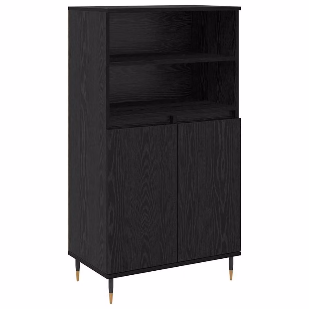 Berkfield Home Black Matt Highboard with Internal Shelves and Hinged Doors, W/D/H: 110 x 36 x 60 cm – 3