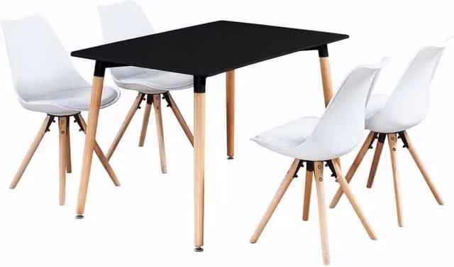 Life Interiors Sophie Halo White Rectangular Dining Set with Table and 4 Chairs