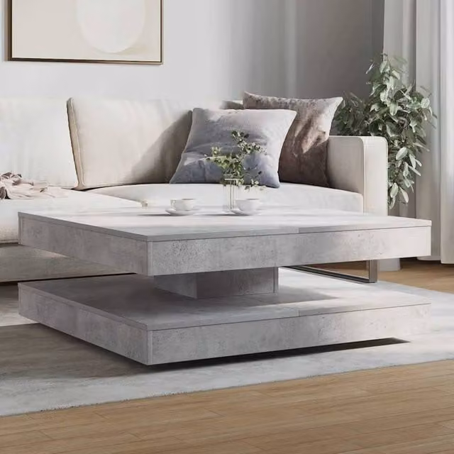 Berkfield Home Modern Square Coffee Table in Grey with 360-Degree Rotating Top, W/D/H: 90 x 90 x 34.5 cm – 1