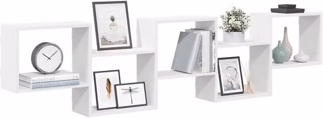Berkfield Home Wall Mounted Cube Shelf with 5 Compartments in White Matt Engineered Wood