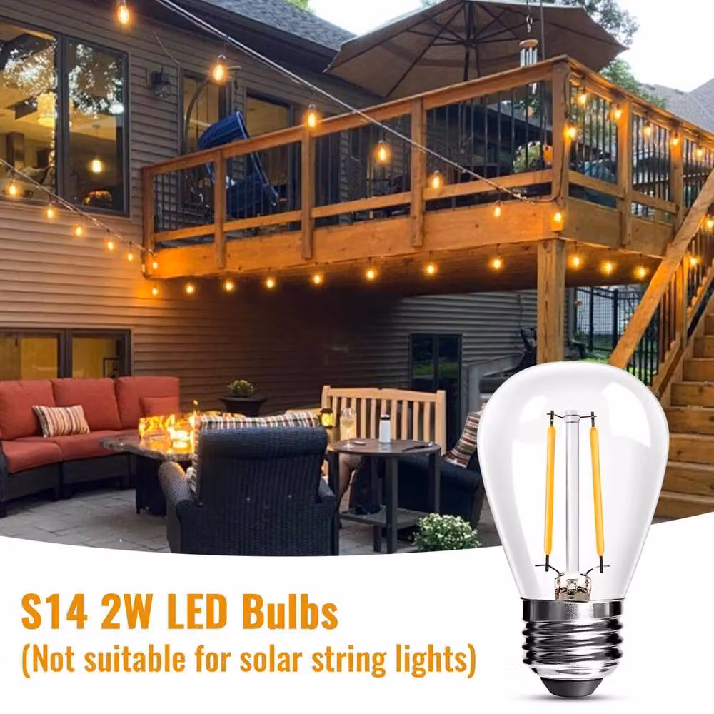 VOGREX 25 Pack Transparent LED E27 Replacement Bulbs for Festoon String Lights – 4
