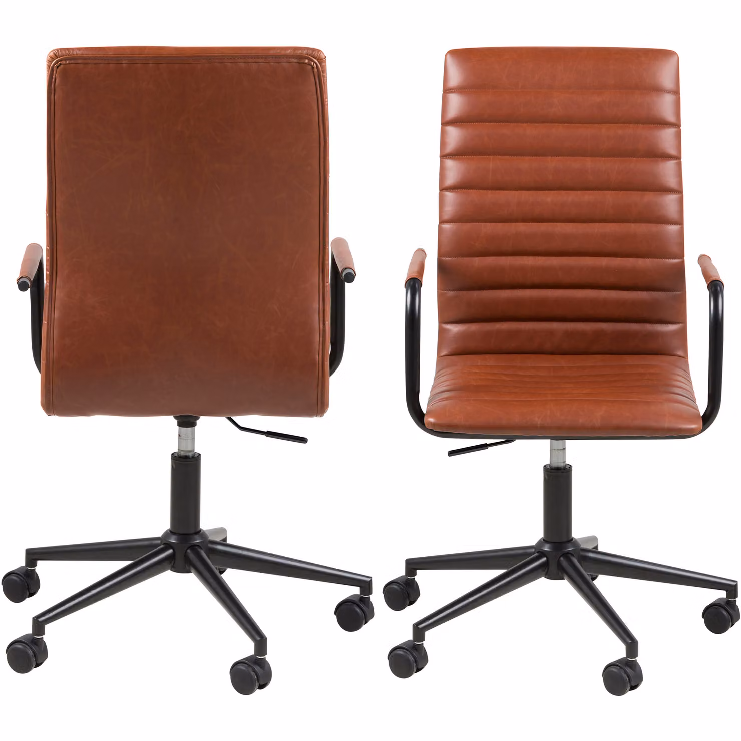 Furniture To Go Winslow Swivel Task Chair in Brown Synthetic Leather with Adjustable Height and Armrests – 2