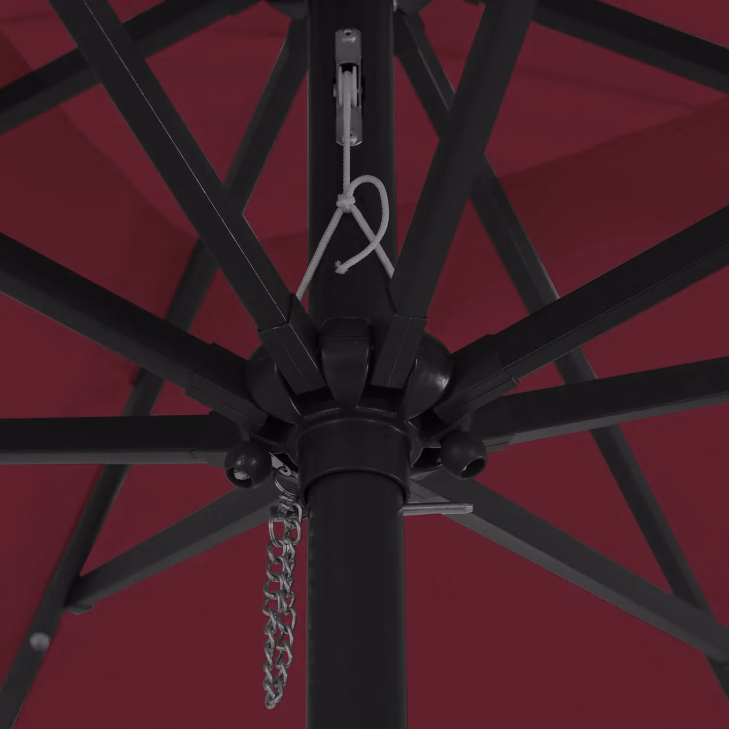 Berkfield Home Square Garden Parasol with LED Lights, Bordeaux Red, W: 295 cm, D: 245 cm – 3