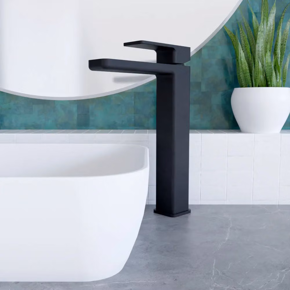 Balterley Square High Rise Mono Basin Mixer Tap in Matt Black – 2