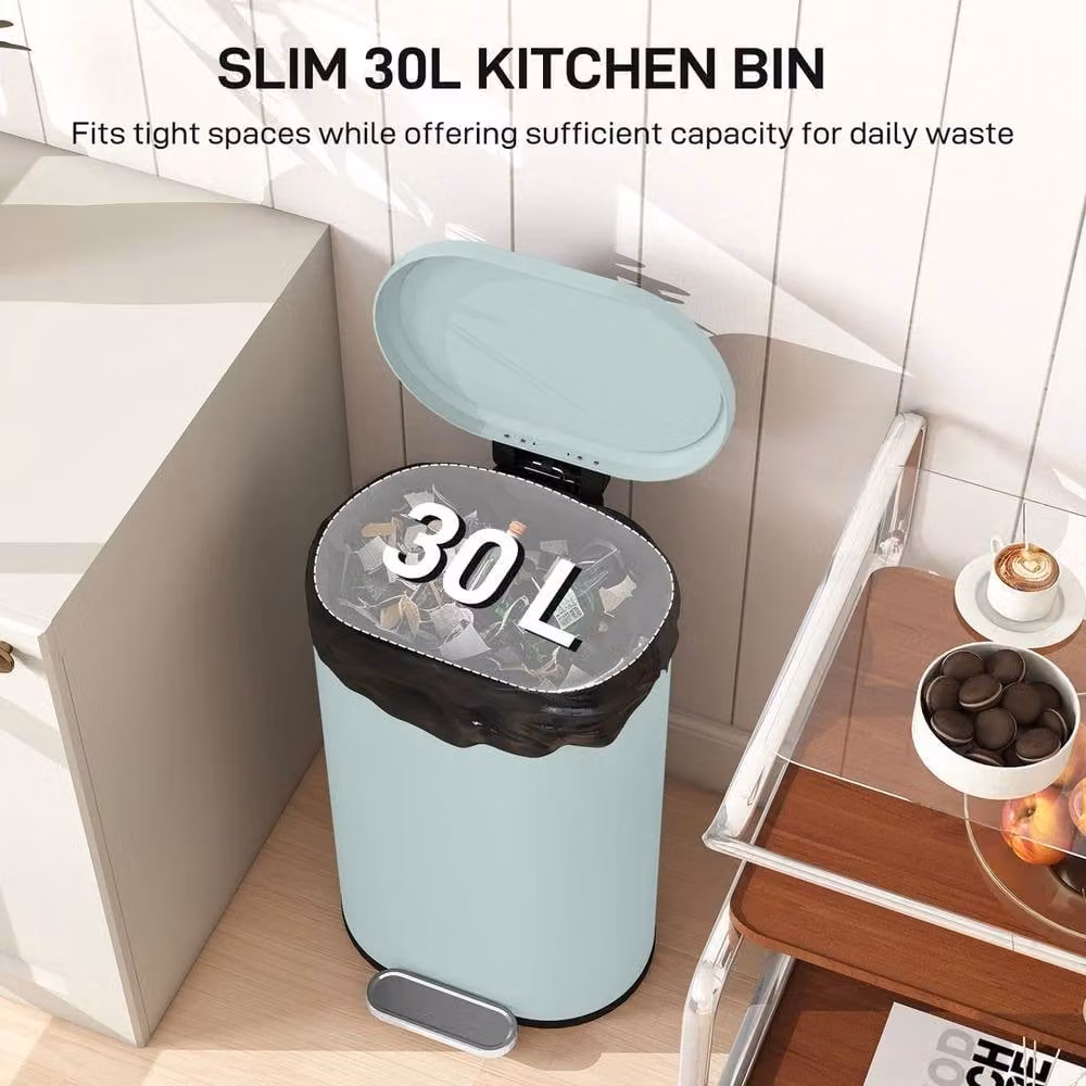 EONLION Slim Rectangular Pedal Bin in Green, W/D/H: 34 x 30 x 100 cm – 4