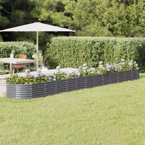 vidaXL Galvanised Steel Raised Bed in Anthracite, W: 512 cm, D: 80 cm, H: 36 cm – 2