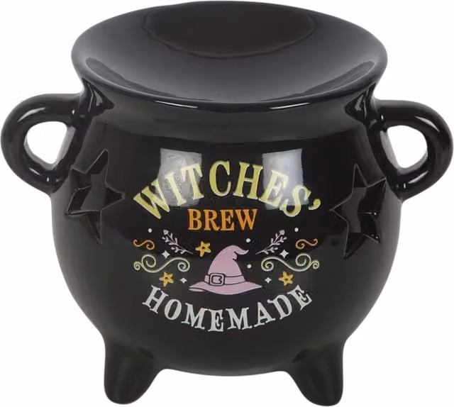 Kingsbury Gifts Witches Brew Cauldron Ceramic Oil Burner and Wax Warmer, Black