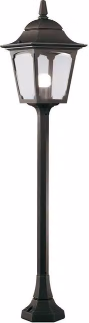 Netlighting Chapel Black Outdoor Post Lantern with Transparent Glass, IP44, E27