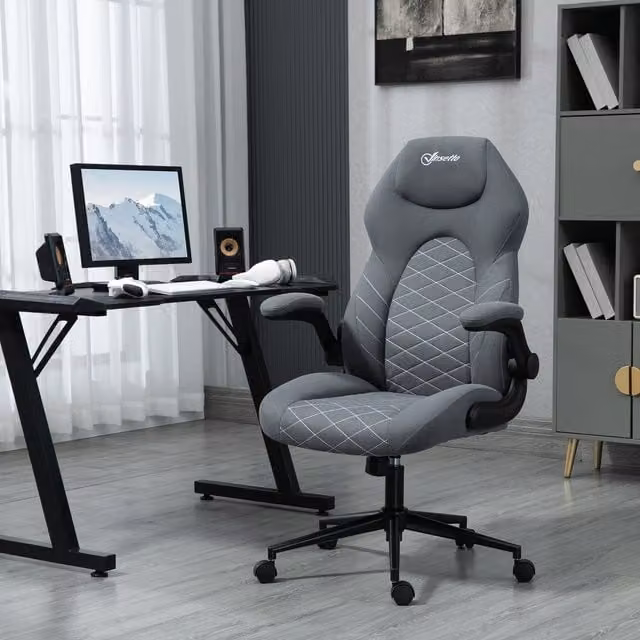 Vinsetto Grey High Back Executive Home Office Chair with Armrests and Castors