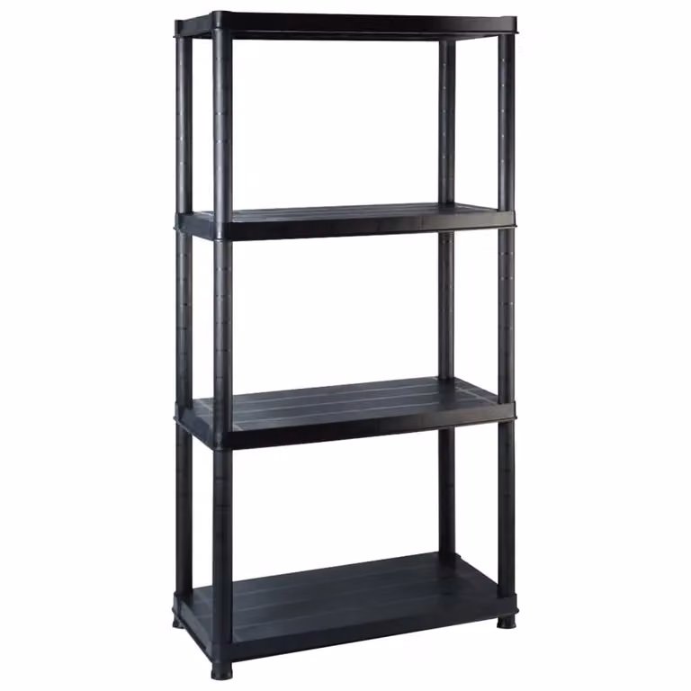 Berkfield Home 4-Tier Freestanding Plastic Storage Shelf, Black, H 130 x W 244 x D 30.5 cm