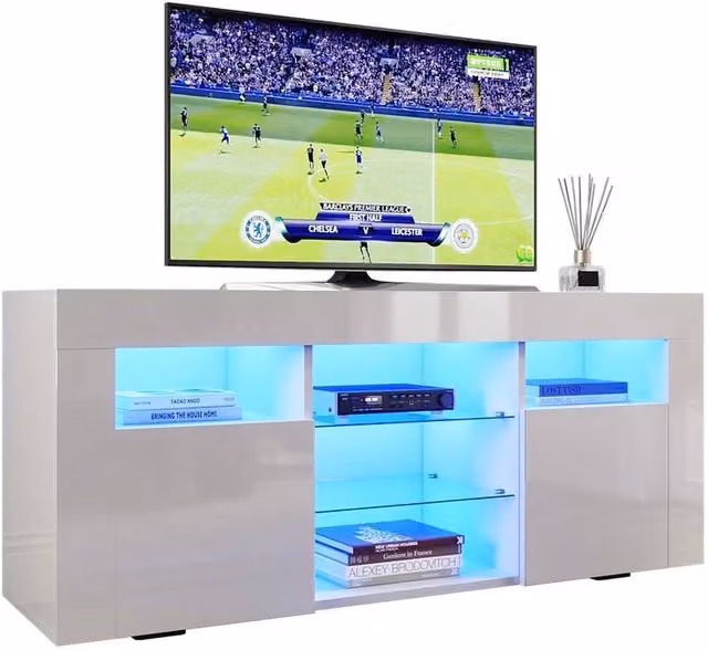 FLAVORA High Gloss TV Stand White W/D/H: 120 x 50 x 35 cm