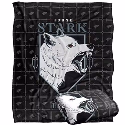 LOGOVISION Game of Thrones House Stark Silky Touch Super Soft Fleece Throw Blanket, White, W: 152 cm, D: 127 cm – 1