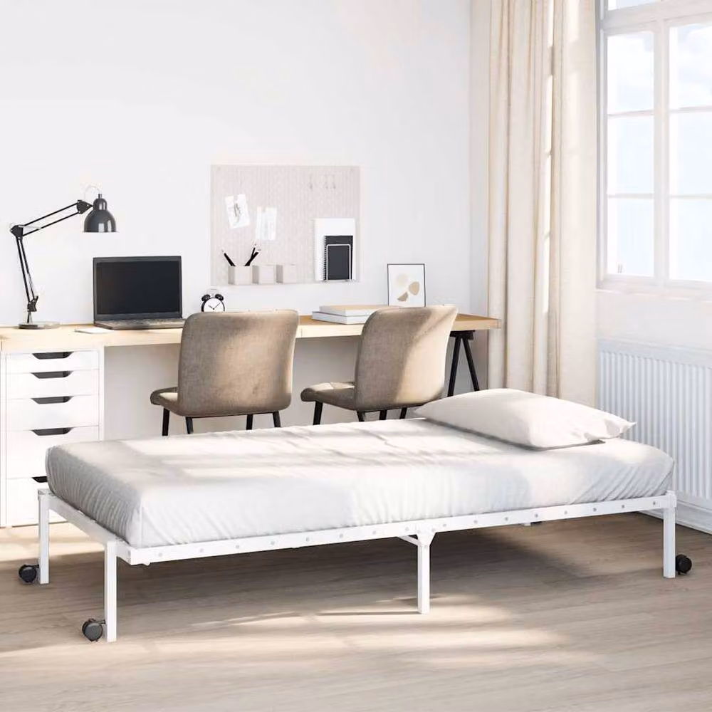 Berkfield Home Elegant Foldable Rollaway Bed Frame in White Metal, W: 107 cm, H: 111.5 cm, D: 203 cm – 2