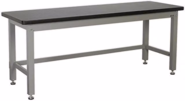 Loops Steel Industrial Workbench with Laminate Worktop in Silver, W: 210 cm, D: 75 cm, H: 85 cm