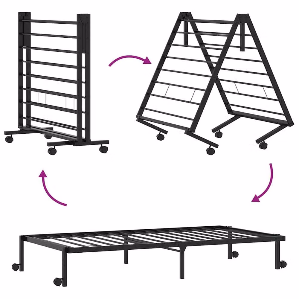 Berkfield Home Foldable Steel Bed Frame in Black, W/D/H: 90 x 200 cm – 4