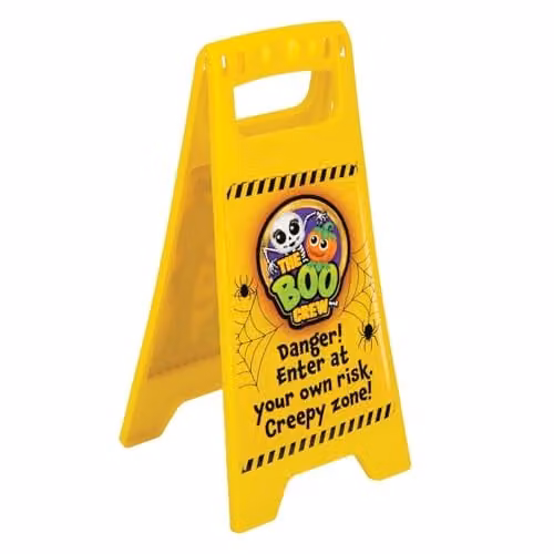 VFM e-Store The Boo Crew Halloween Warning Sign Enter At Own Risk, Yellow Plastic Rectangular Decoration