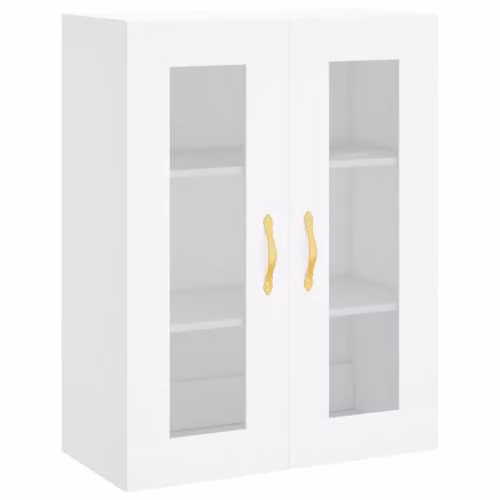 vidaXL Wall Mounted Cabinet with Glass Doors, White, W/D/H: 69.5 x 34 x 90 cm