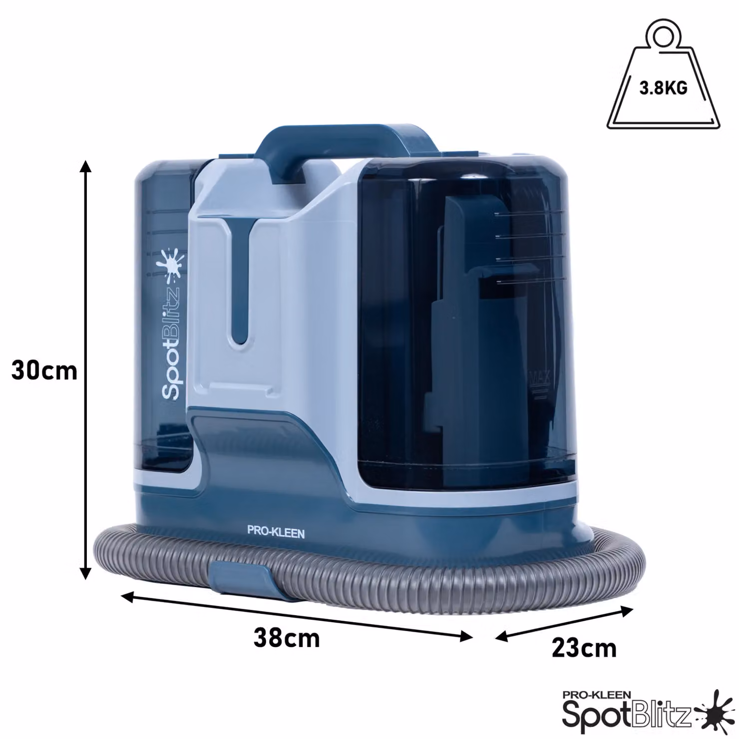 ProKleen Spot Cleaner Carpet Washer in Grey with 1.8L Tank and 2x 1L Carpet Shampoo – 2