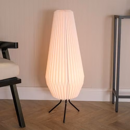 ValueLights White Geometric Origami Teardrop Paper Pleated Floor Lamp with LED Bulb – 2