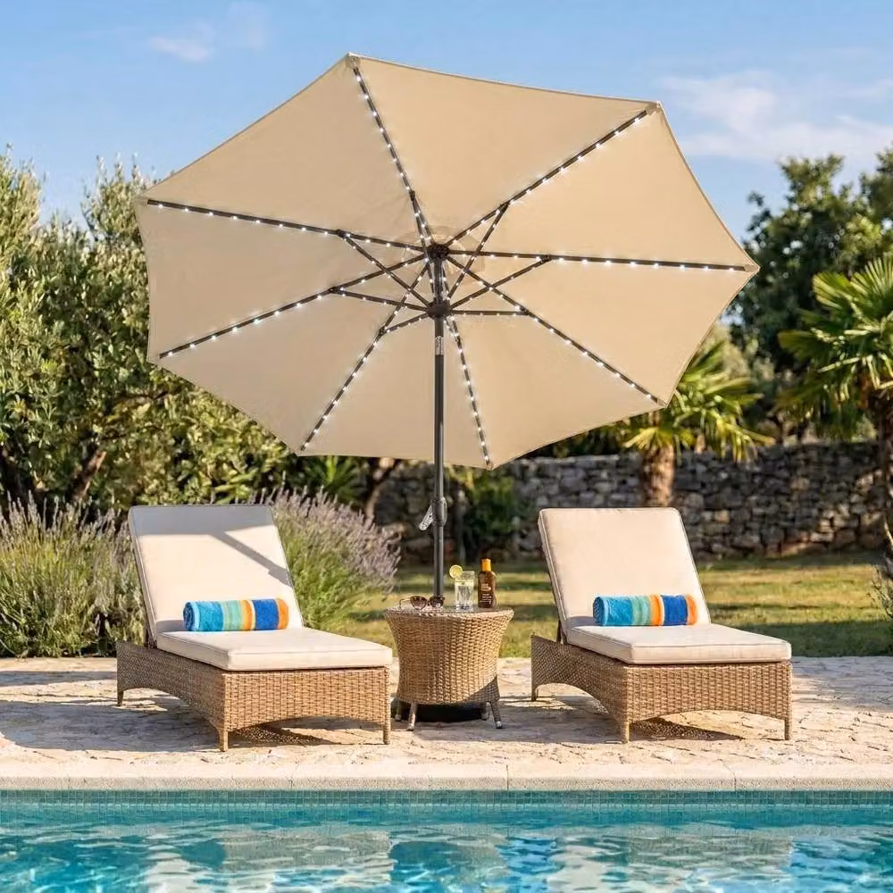 Monstershop LED Tilt Parasol in Beige, Diameter: 270 cm – 2