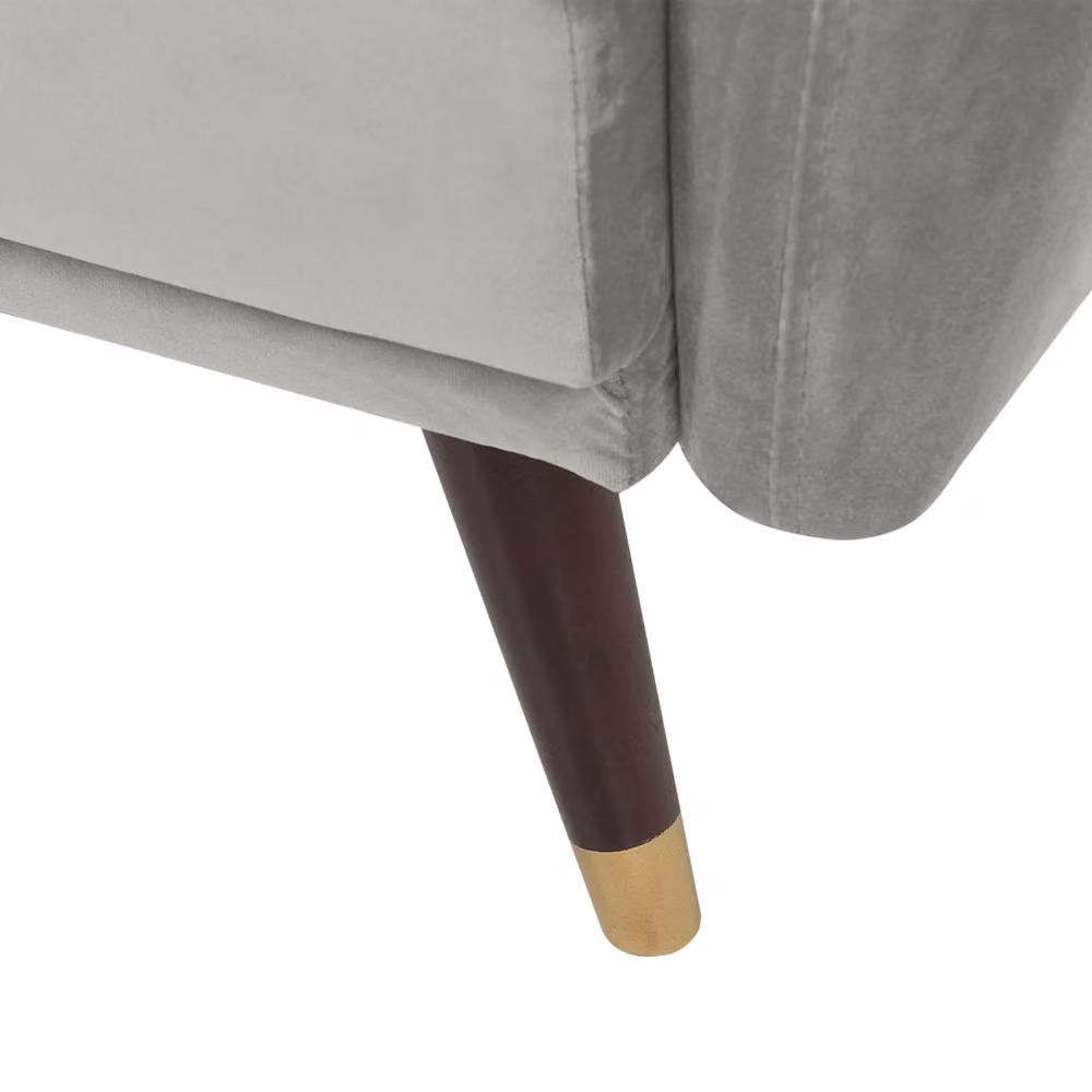 Wyld and Coco Convertible Click Clack Sofa Bed in Light Grey Velvet, W: 212 cm, D: 80 cm, H: 90 cm – 3