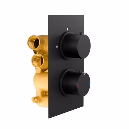 Nes Home Matt Black Modern Round 2 Way Concealed Thermostatic Shower Mixer Valve – 1