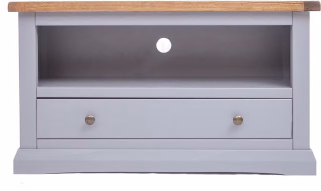 Cabinet Bits Rocca Grey 1 Drawer Ash Wood TV Stand with Brass Knob
