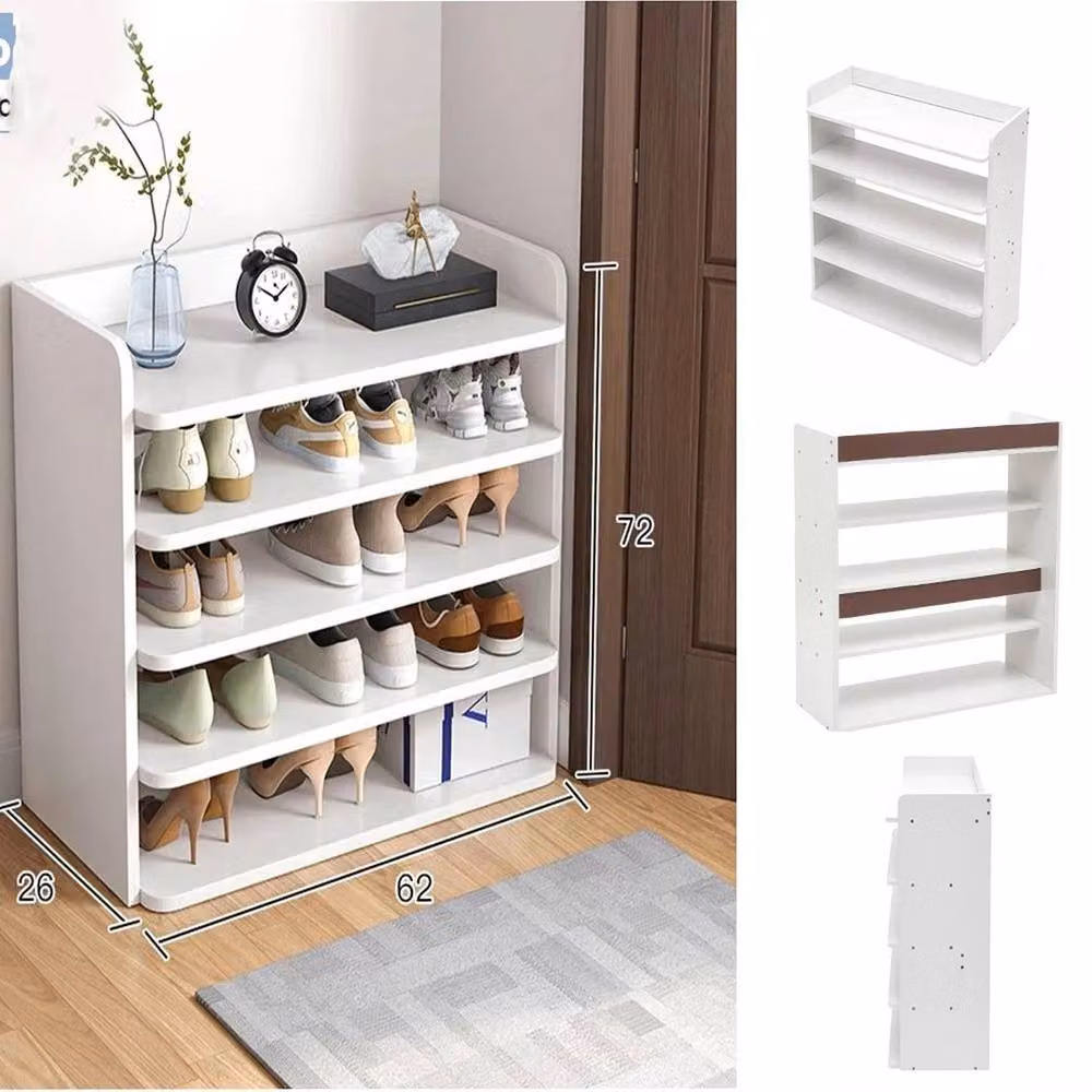 NESTLUNE White Minimalist Shoe Cabinet Rack Storage Cupboard, W/D/H: 100 x 15 x 72 cm – 2