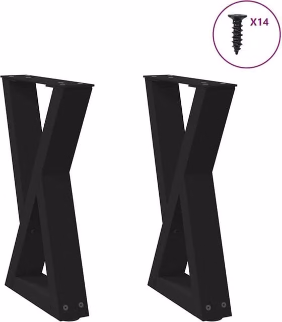 Berkfield Home Black Steel Coffee Table Legs, 2 Pieces, H: 38 cm, H: 42-43.3 cm